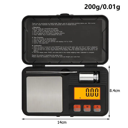 Digital Mini Precision Scale - 200g/0.01g & 50g/0.001g Pocket Electronic Balance for Food, Jewelry & Small Items