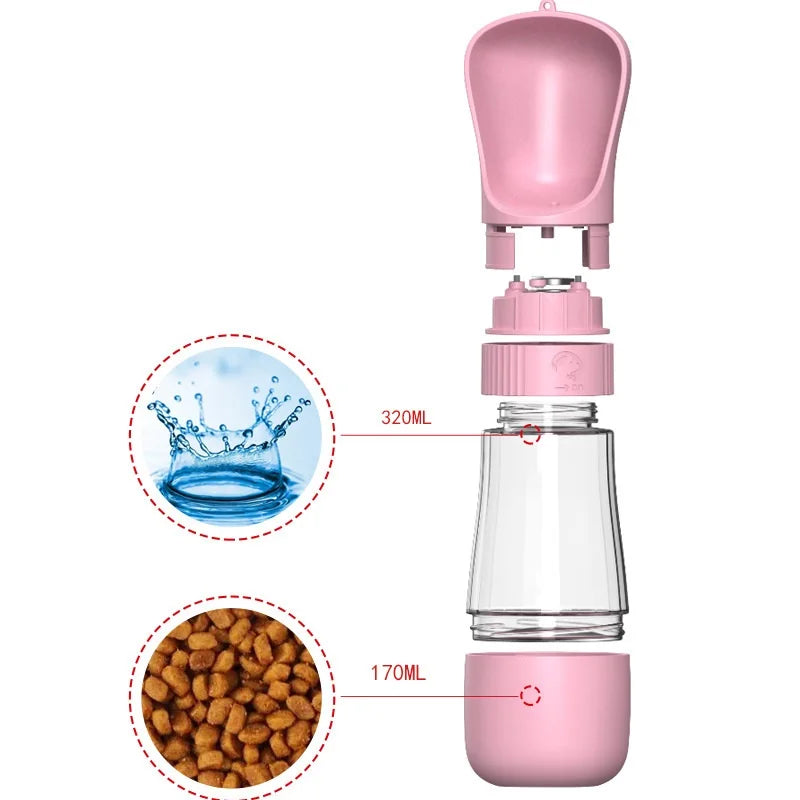 2-in-1 Portable Dog Water Bottle for Small and Large Dogs - Outdoor Walking Drinking Bowls, Pet Feeder for Puppy, Chihuahua Supplies