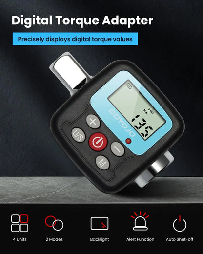 Professional Digital Torque Wrench Set | 1/4'', 3/8'', 1/2'' Electronic Wrench & Torque Adapter for Bike & Car Repair