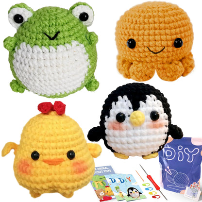 Animal Crochet Kit for Beginners - DIY Starter Set with Step-by-Step Knitting & Craft Supplies