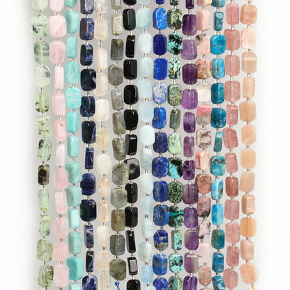 Natural Gemstone Rectangle Beads - 8x12mm Amethyst Citrine Lapis Lazuli Spacer Beads for DIY Jewelry Making & Bracelets