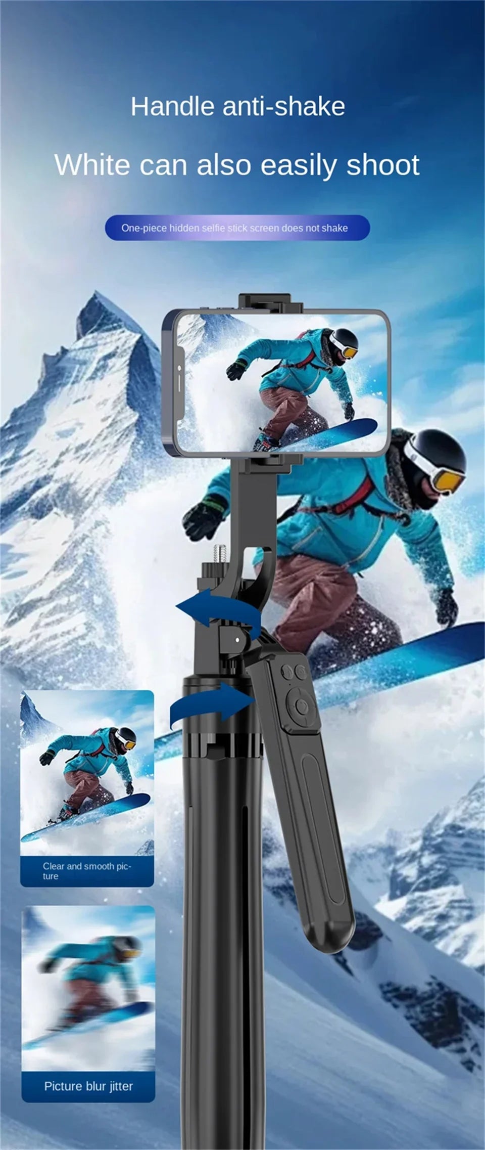 COOL DIER Smartphone Tripod – Bluetooth Shutter Selfie Stick Stand with Wireless Phone Holder