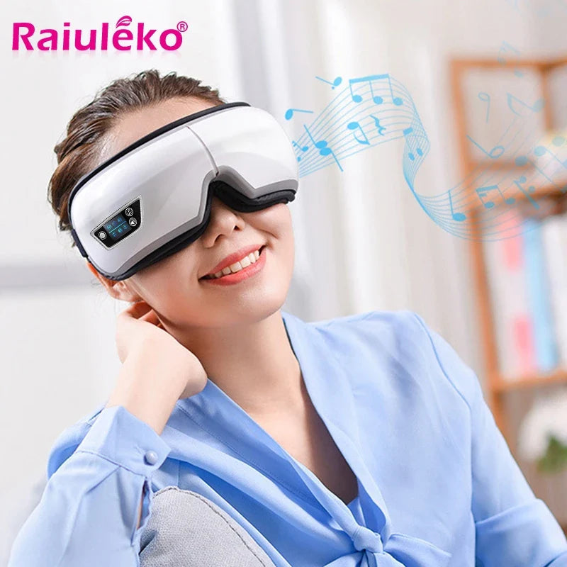 6D Smart Eye Massager – Vibration & Airbag Compression, Bluetooth Music Eye Care Glasses for Fatigue Relief