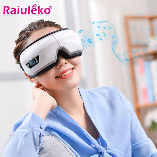 6D Smart Eye Massager – Vibration & Airbag Compression, Bluetooth Music Eye Care Glasses for Fatigue Relief