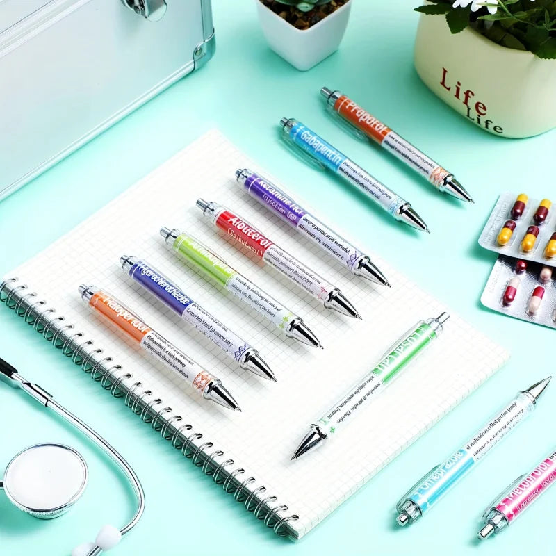 6/12pcs Pharmacy Retractable Pens - Funny Nurse Pharmacist Gift Ballpoint Pens for Medical Staff & Nurses Week