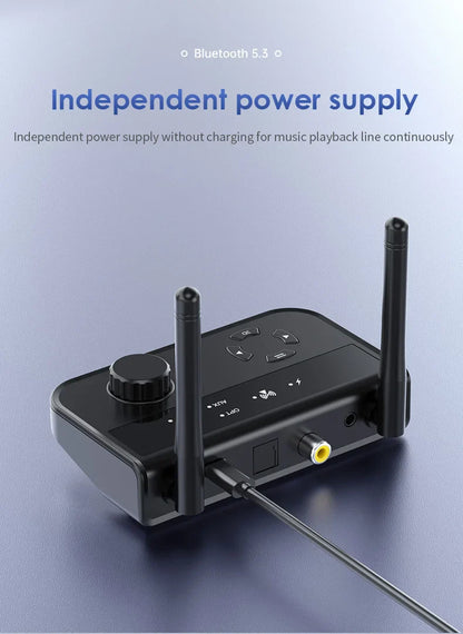 Bluetooth 5.3 3D Stereo Audio Receiver | Optical, Coaxial, 3.5mm AUX Output Wireless Adapter for Car Speakers