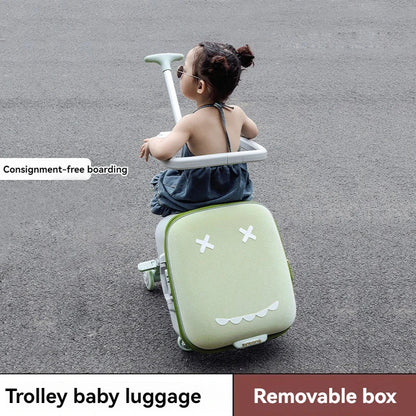 Cartoon Children's Ride-On Trunk — 20-Inch Foldable Baby Travel Box & Rideable Car Bag