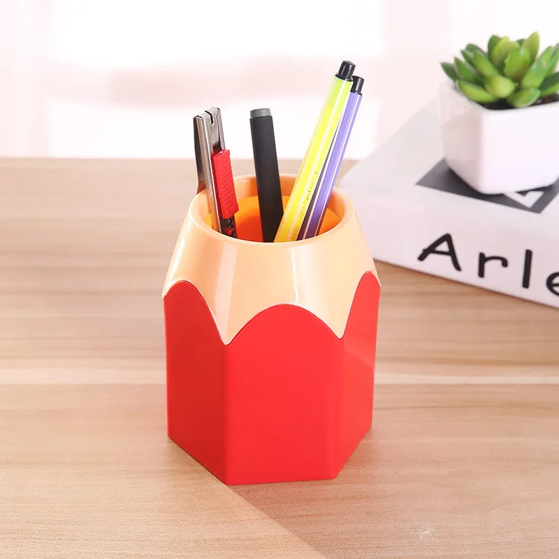 Cute Pencil Holder Desk Organizer - Large-Mouth Storage Box for Pens, Stationery & Makeup Brushes