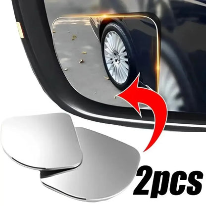 2pcs Universal Glass Car Blind Spot Mirrors – 360° Adjustable HD Wide-Angle Rearview for All Cars