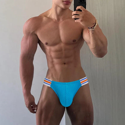 Men’s Breathable Brief Underwear 1/2/3/4PCS – High Fork Triangle Design with Striped Elastic Waistband Comfort Fit