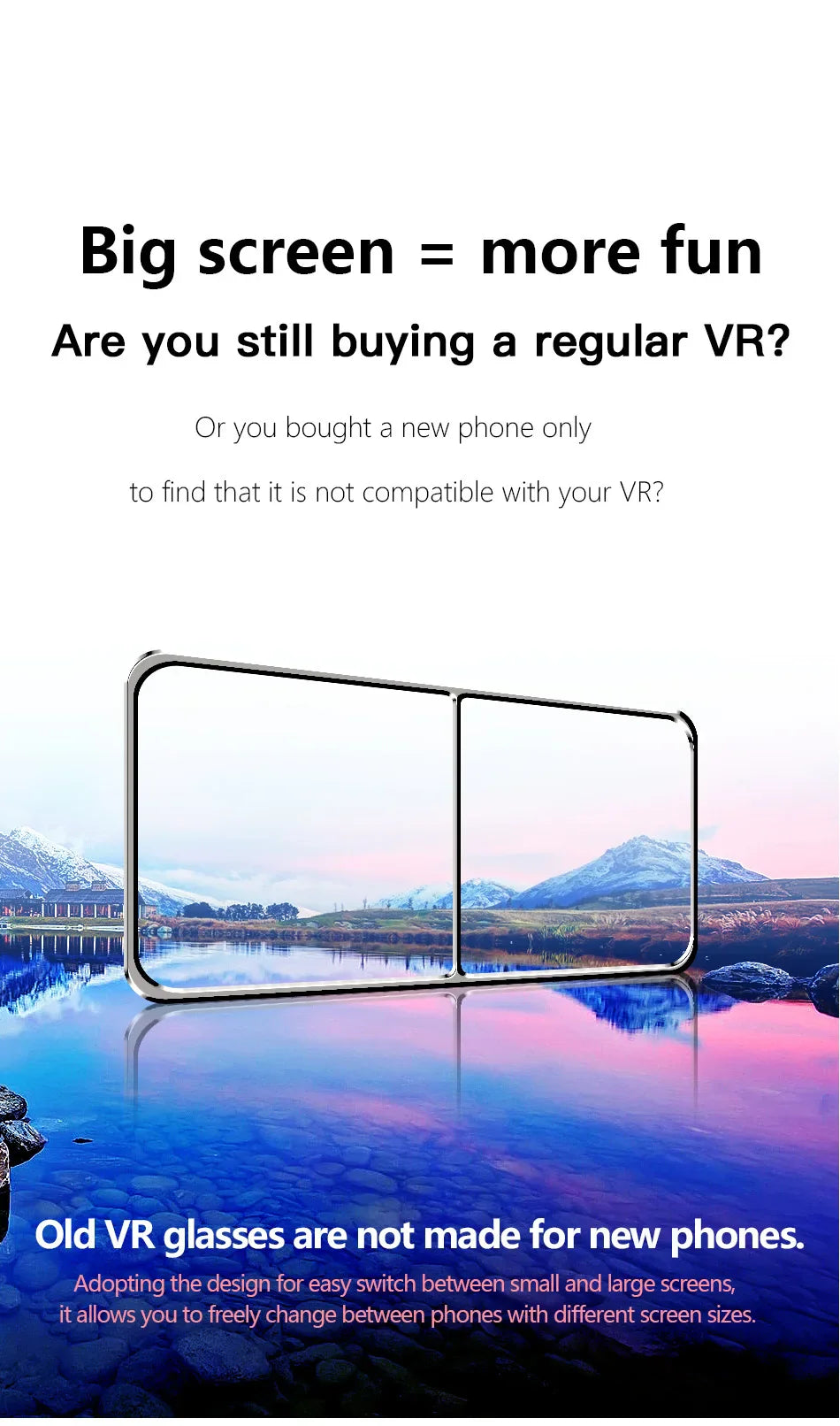 3D VR Headset – Virtual Reality Smart Glasses Helmet for Smartphones with Controllers and 7-Inch Lenses