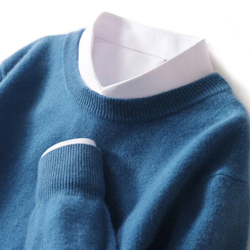 Men's Autumn Winter Cashmere Sweater - Soft Warm O-Neck Loose Knit Pullover Korean Style Top