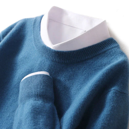 Men's Autumn Winter Cashmere Sweater - Soft Warm O-Neck Loose Knit Pullover Korean Style Top