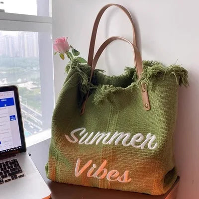 Women’s Large Canvas Tote Bag – Casual Shoulder & Handbag for Beach, Shopping, and Everyday Use