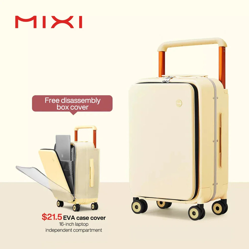 Mixi 20" Wide Handle Carry-On Suitcase — New Design Travel Trolley with Aluminum Frame, Unisex PC Luggage M9275