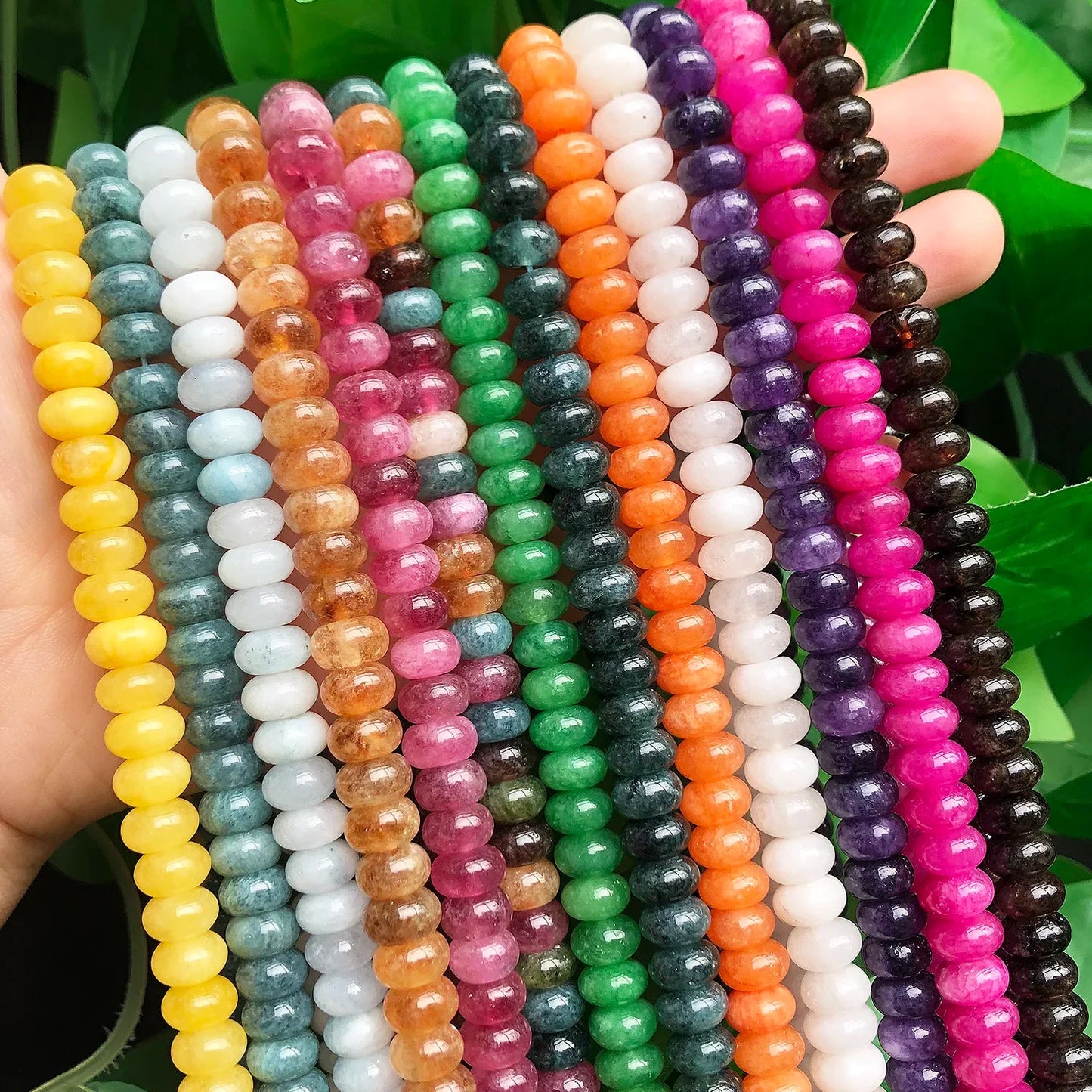 Natural Stone Rondelle Beads - 5x8mm Tourmaline, Citrine & Quartz Loose Beads for DIY Bracelets