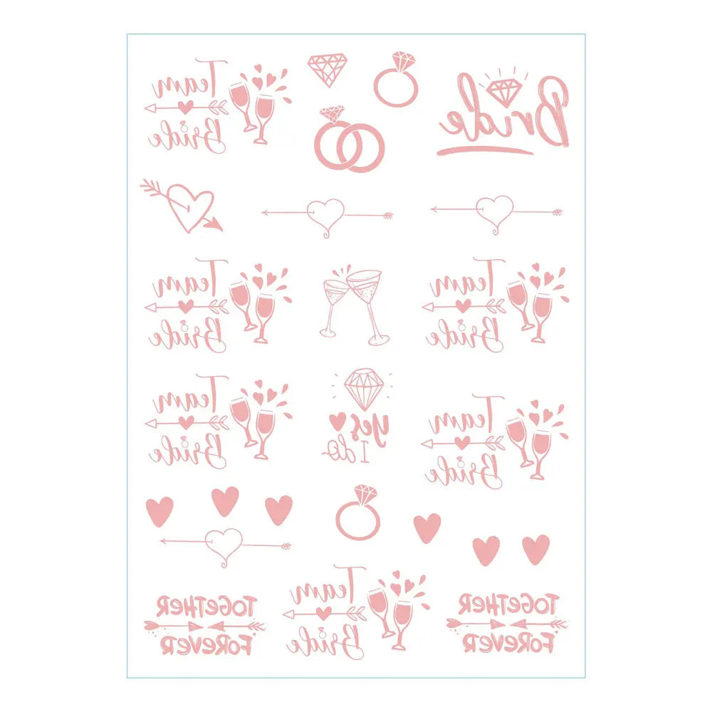 Waterproof Gold Foil Temporary Tattoo Stickers – Crown & Ring Bridal Party Body Art Decals