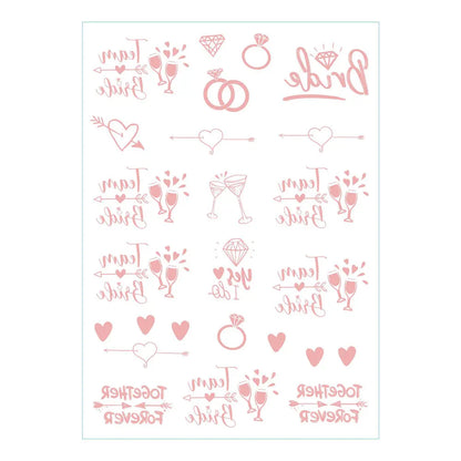 Waterproof Gold Foil Temporary Tattoo Stickers – Crown & Ring Bridal Party Body Art Decals