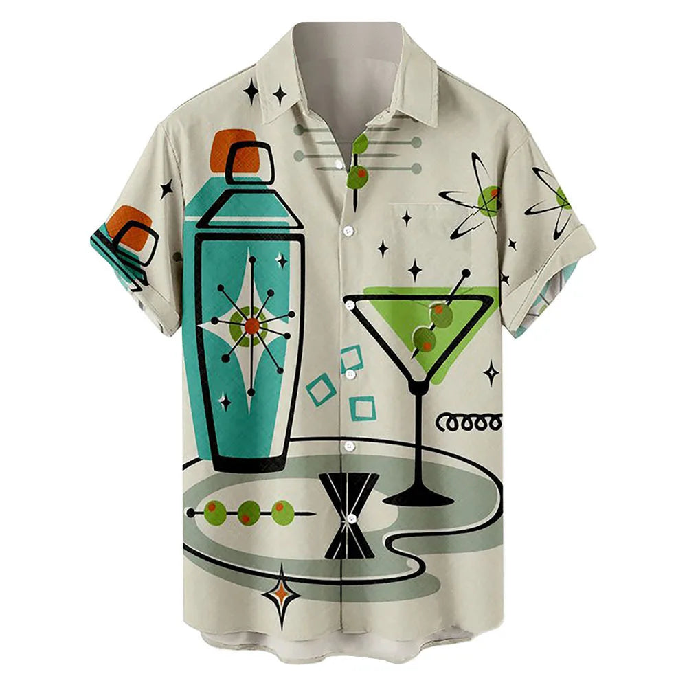 Men’s 2026 Hawaiian Shirt - Summer Vacation Color Print Short Sleeve Casual Shirt with Collar