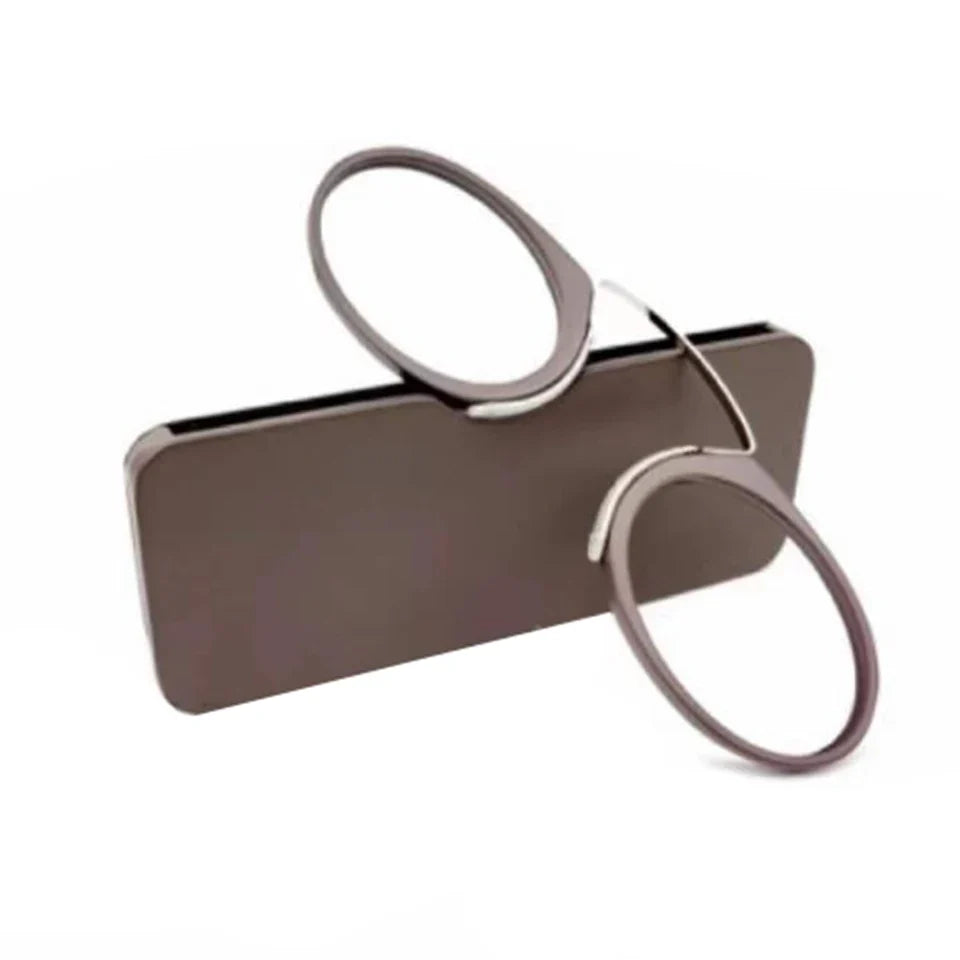 NONOR Magnifying Nose Clip Reading Glasses - Ultralight TR90 No Arm Portable Eyewear with Case +1.0 to +3.0 Lens