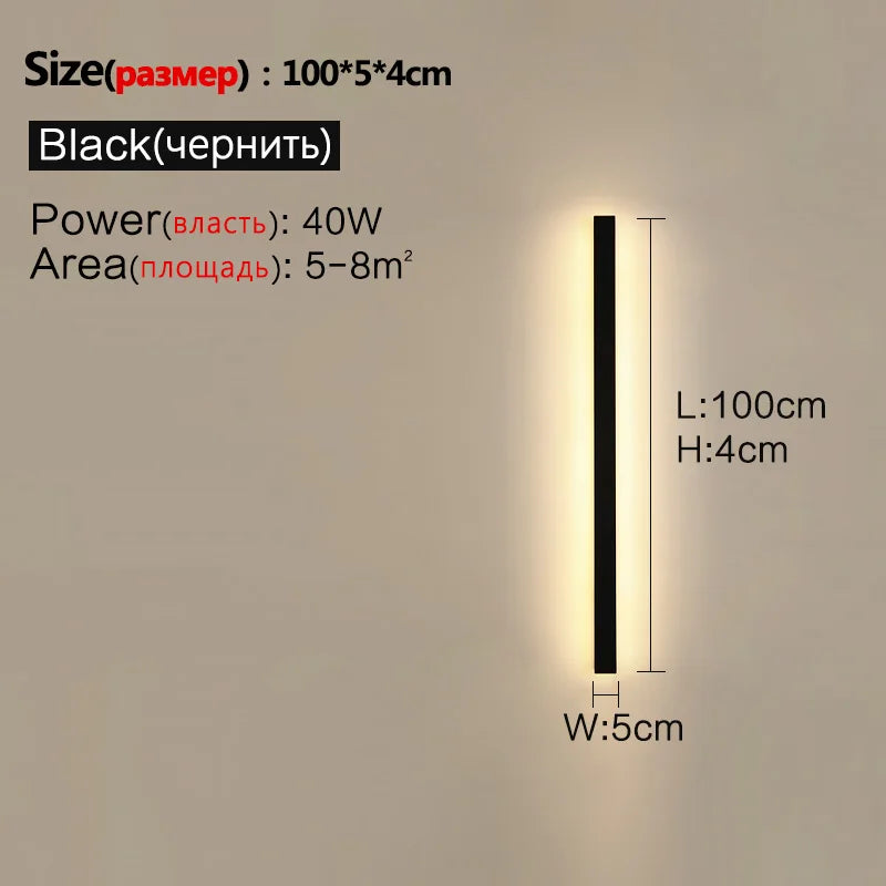 Waterproof Outdoor Wall Light – LED Garden Lamp, Modern Nordic Style for Living Room & TV Background, IP65, 110/220V Wall Washer