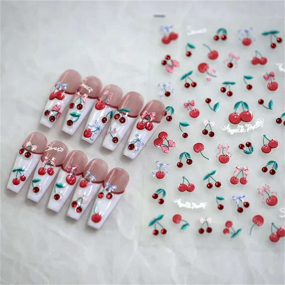 Vintage Rose Flower Nail Stickers – Red & Blue Laser Gold/Silver Nail Art Decals for Manicure Design DIY Beauty Tool