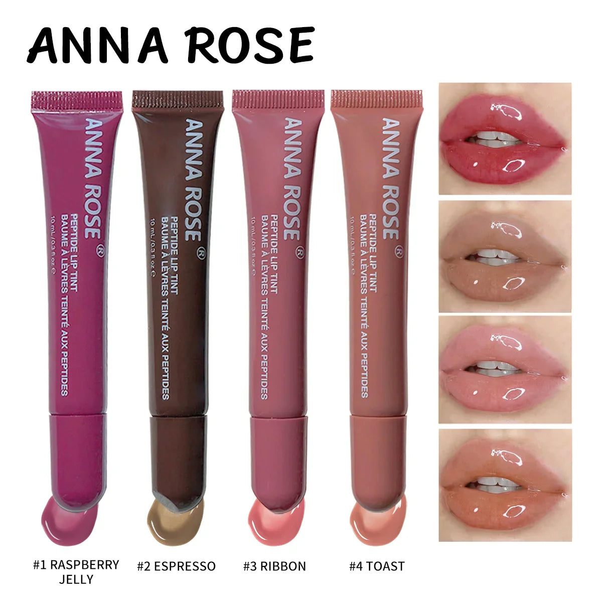 4-Color Lip Balm Set – Long-Lasting Moisturizing Gel with Coffee & Raspberry Lip Care Essence, Perfect Valentine’s Day Gift