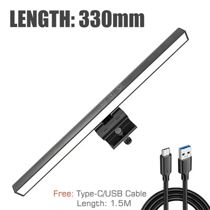 Eye-Care LED Desk Lamp 50cm – USB-Powered Screen Light Bar with Stepless Dimming for Reading & PC