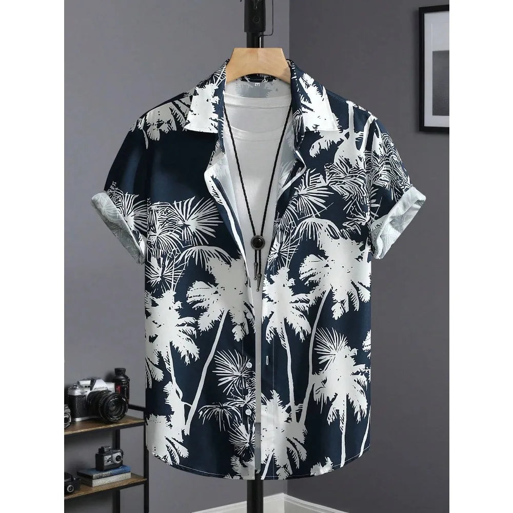 Men’s Hawaiian Print Shirt - Casual Slim Fit Beach Shirt with Vintage Oversized Style