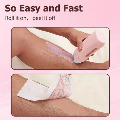 3 in 1 Roll-On Waxing Kit – Soft Wax Heater with Wax Cartridges & Strips for Hair Removal