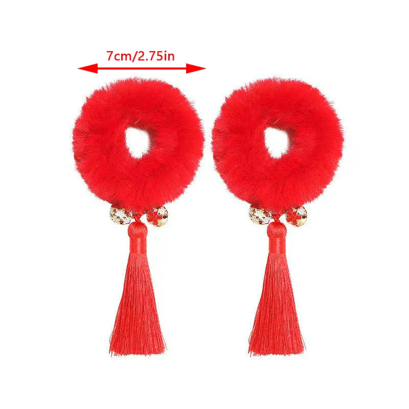 Flexible Chinese Style Children’s Hair Bands – Soft Stretchy Hair Ties for New Year