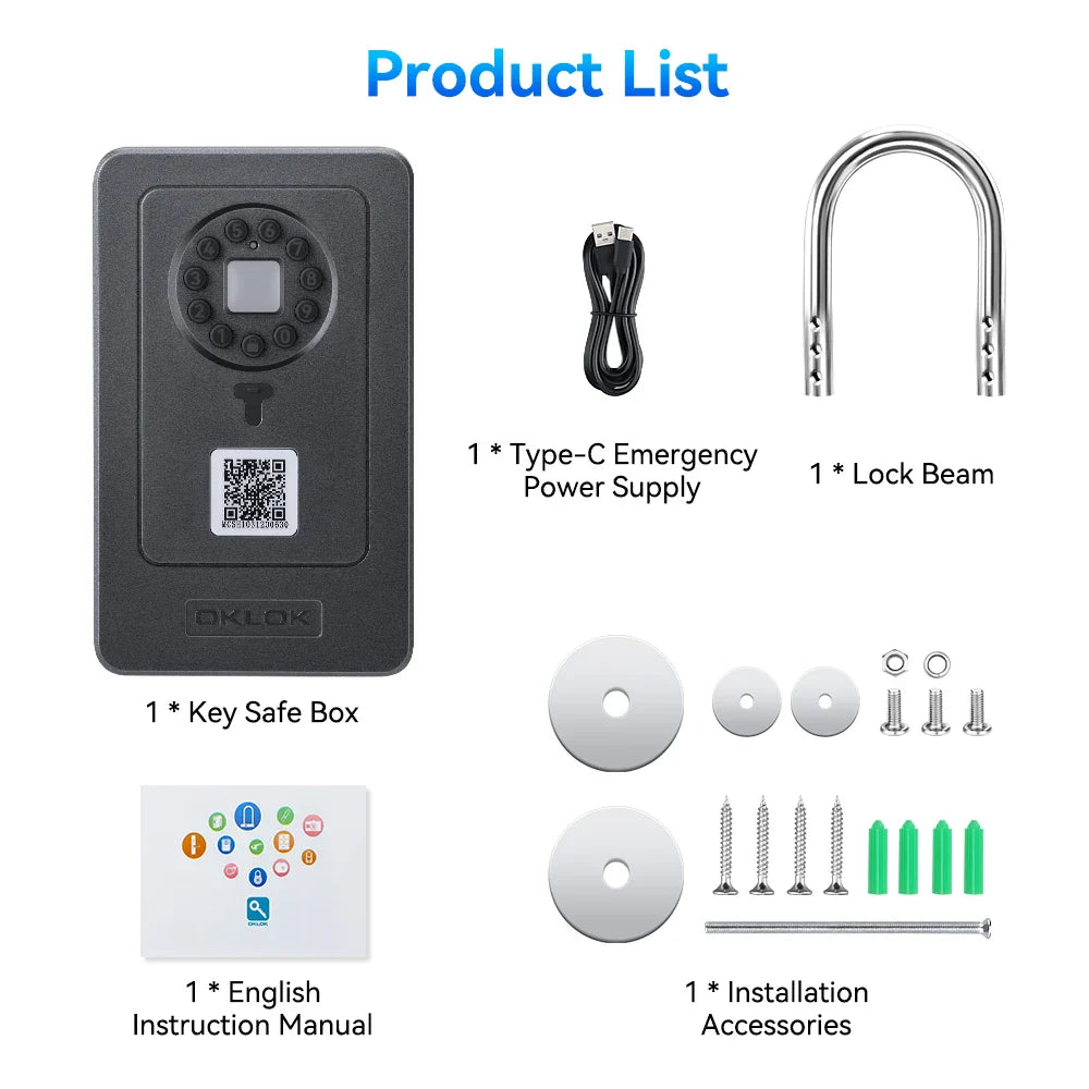 Camluxy Smart Key Box with Fingerprint & Digital Password – Secure Lockbox with IC Card and Combination Code Unlock