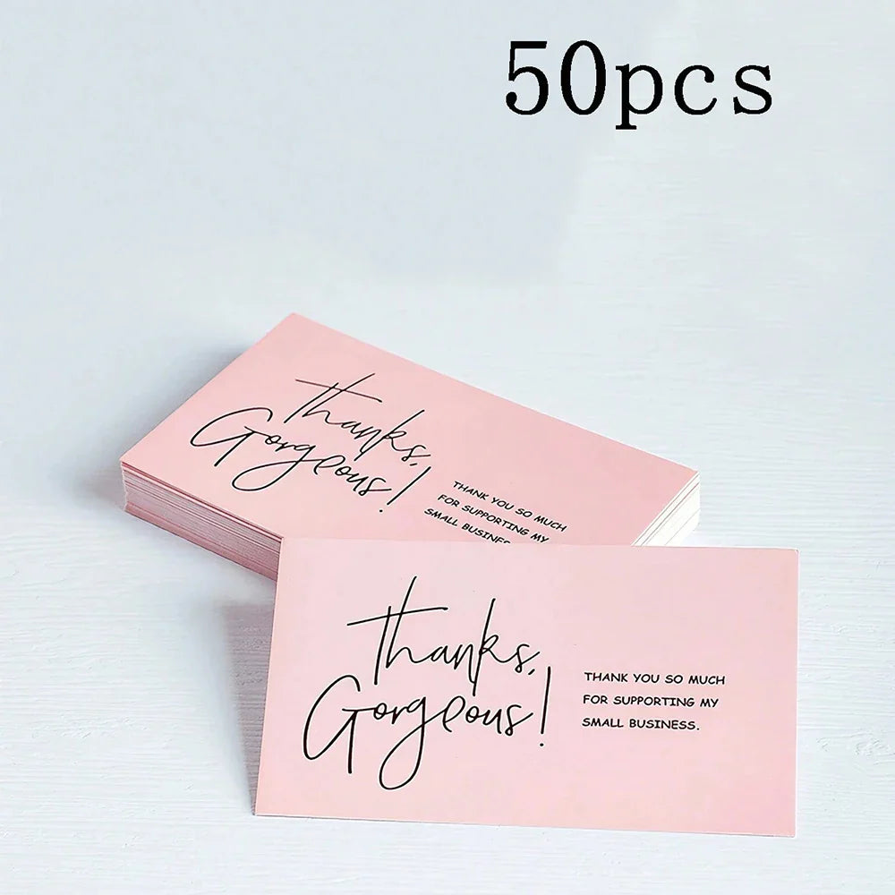 50pcs Thank You Business Cards – Customer Appreciation Gift Tags for Cake Decoration, Retail Packaging & Small Business Branding Cards