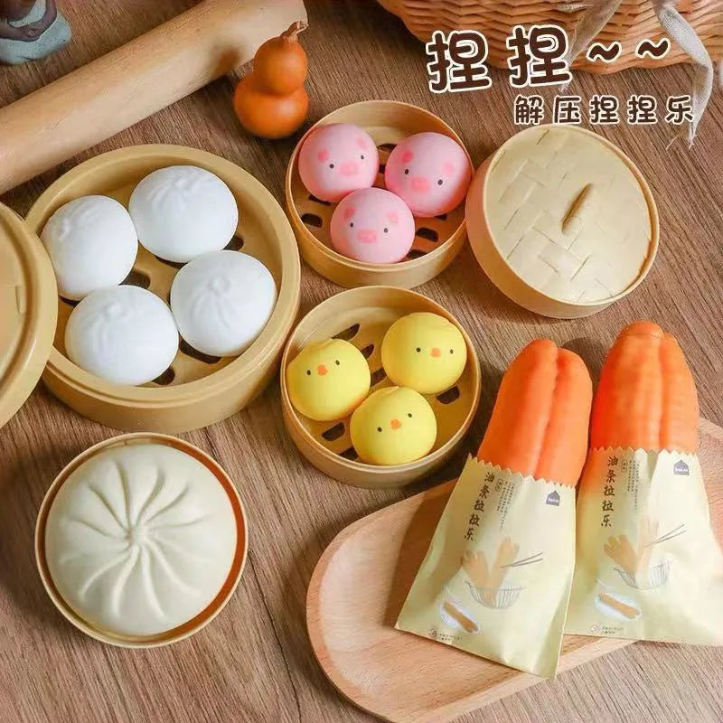 Cartoon Animal Dumpling Squishy Toy – Anti-Stress Fidget Sensory Squeeze Toy for Kids