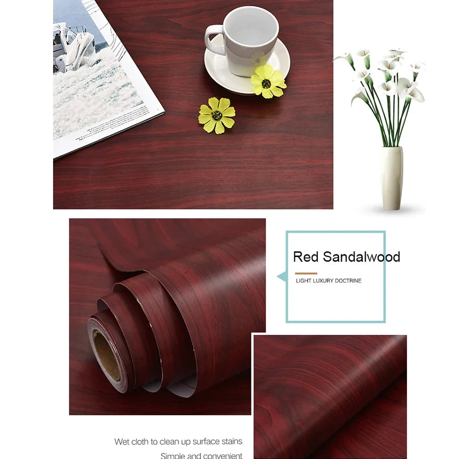 WZF Waterproof Wood Grain Wallpaper Roll - Self Adhesive Vinyl Film for Furniture, Cabinets & DIY Home Decor