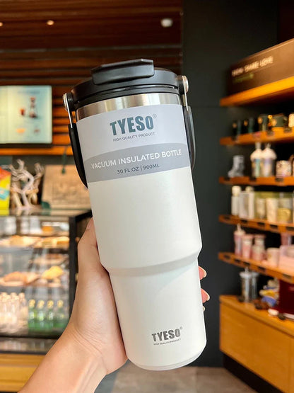 Tyeso Double-Layer Insulated Coffee Cup – Portable Stainless Steel Ice Cream Cup with Cold Insulation & Large Capacity