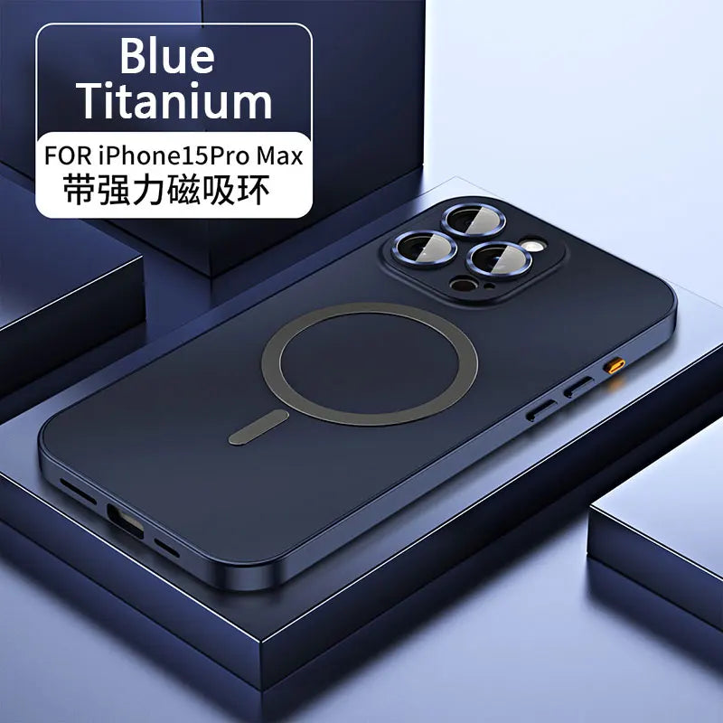 Aluminum Metal Frame Magnetic Case - MagSafe Wireless Charging Cover with Lens Protection for iPhone 12, 13, 14, 15, 16 & 17 Pro Max
