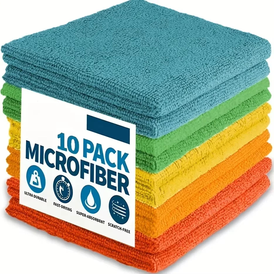 5/10/20pcs Light Gray Kitchen Towels – Ultra-Fine Fiber Cleaning Cloths, Soft, Absorbent & Stain-Removing Set