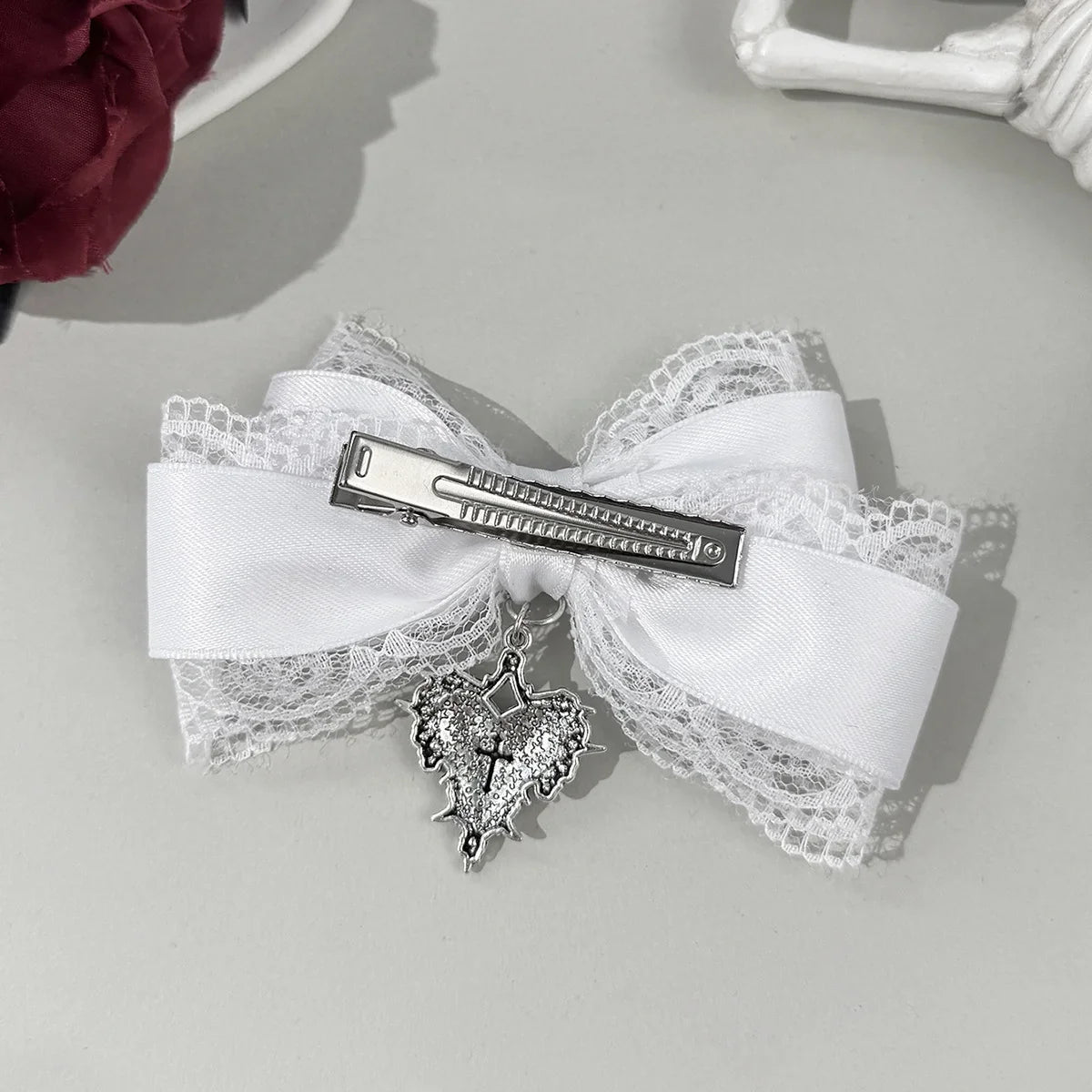 Gothic Lolita Bow Hair Clip - Black Ribbon Fashion Hair Accessory for Girls