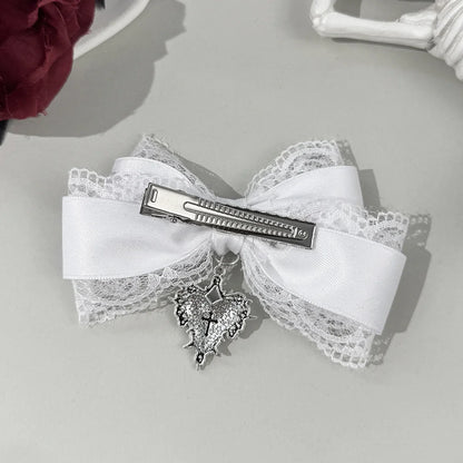 Gothic Lolita Bow Hair Clip - Black Ribbon Fashion Hair Accessory for Girls