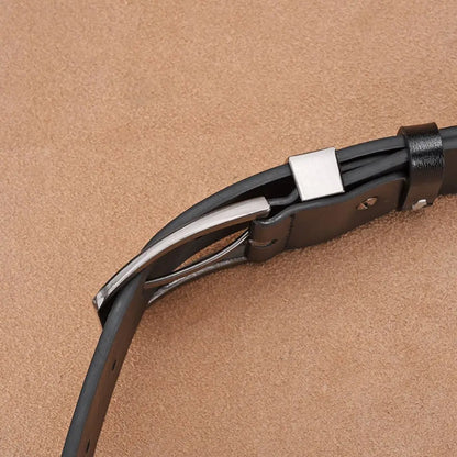 2024 Men’s Genuine Leather Belt – High-Quality Cowskin Casual & Business Buckle Waistband