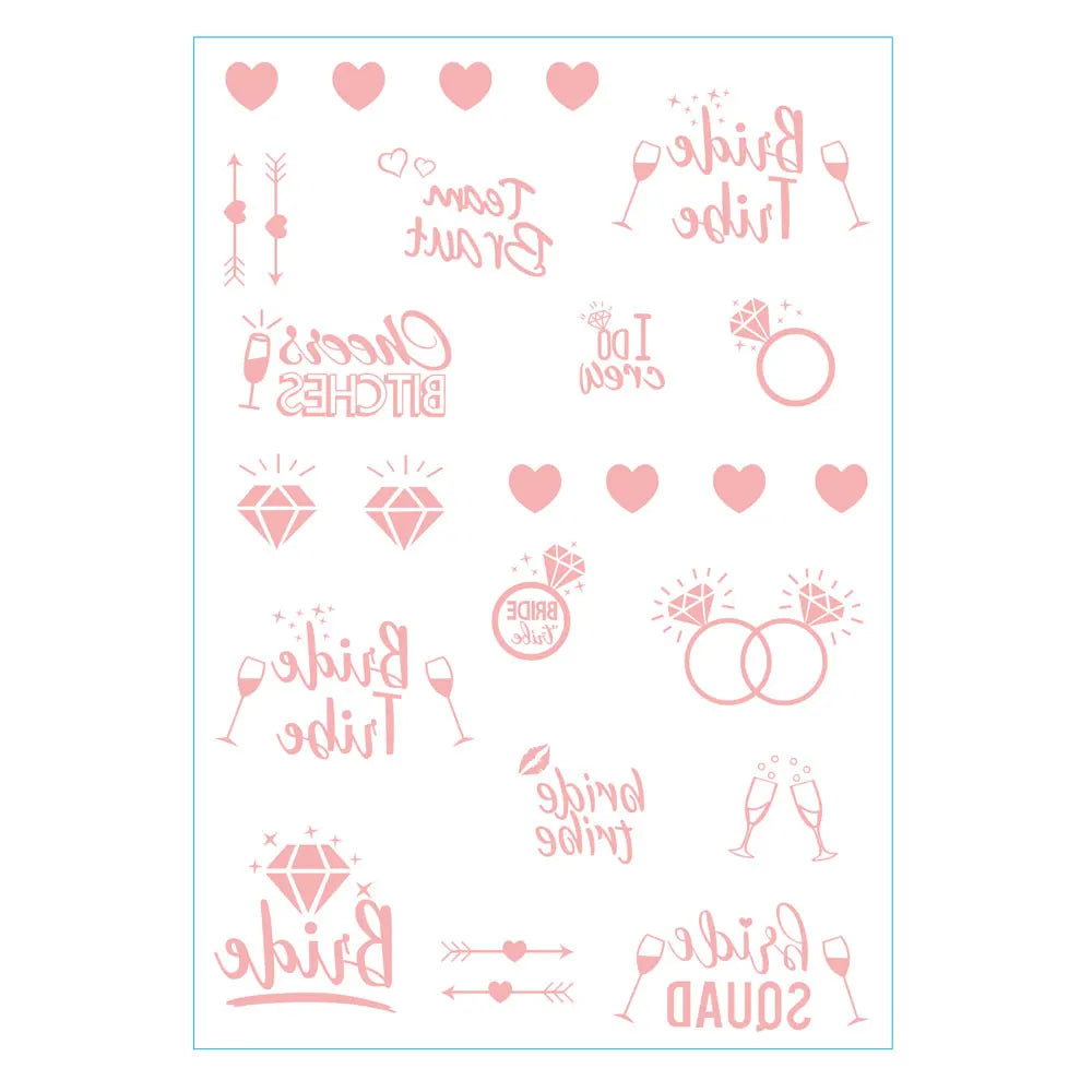 Waterproof Gold Foil Temporary Tattoo Stickers – Crown & Ring Bridal Party Body Art Decals