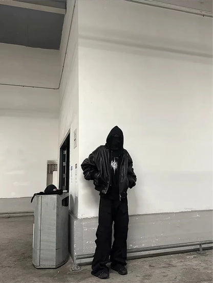 Mauroicardi Autumn Winter Oversized PU Leather Bomber Jacket for Men - Thickened Warm Hooded Luxury Designer Coat