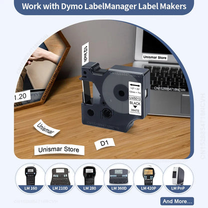 D1 Label Tape Replacement - 6/9/12/18/24mm Compatible Labels for Dymo LabelManager Printers & Label Makers
