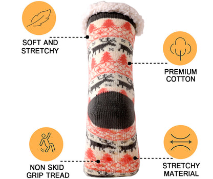 Winter Plush Women’s Non-Slip Floor Socks – Fuzzy Soft Penguin, Deer, Elk & Bear Slippers, Cozy Christmas Gift