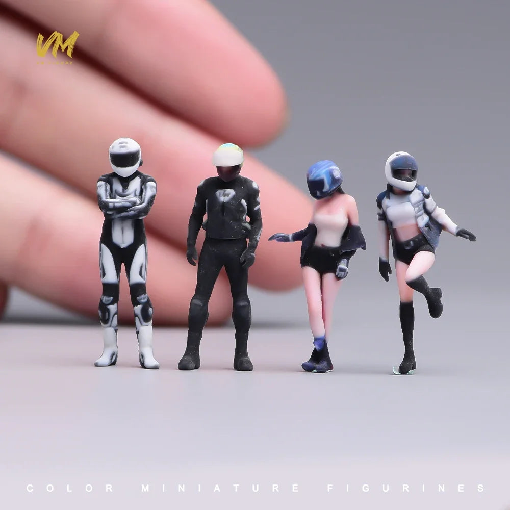 3D Miniature Figures - 1/64 Scale Racer Photographer Casual People Scene Props Model Ornaments for Vehicle Decor