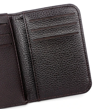 Portable Super Slim PU Leather Wallet - Mini Credit Card Holder for Men, Thin and Small Short Wallet