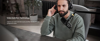 FDUCE SL40+ USB/XLR Dynamic Microphone Kit with Headset Output, Sound Insulation & Arm Stand for PC, PS5/PS4, and Mixers