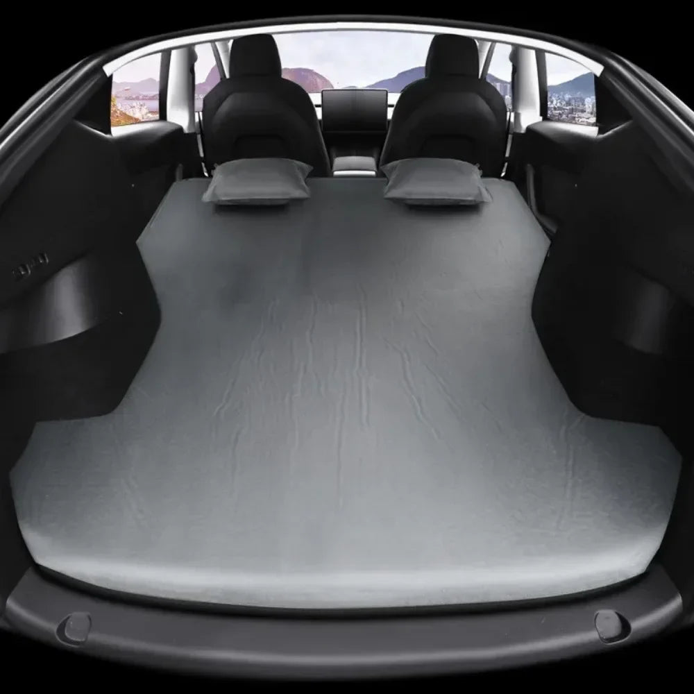 Tesla Model 3 & Model Y Inflatable Car Bed – Suede Fabric Travel Air Mattress for Camping (2017-2024)
