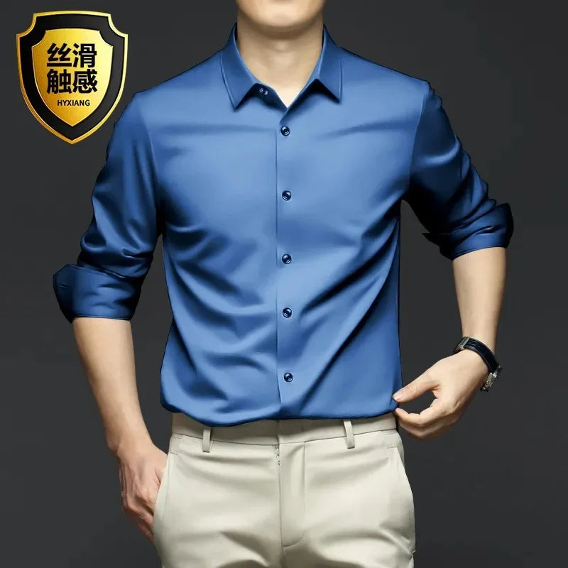 Men's Wrinkle-Resistant Dress Shirt - Non-Iron Long Sleeve Business Casual Shirt S-5XL